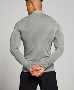 Nouveauté 2026 – Haut de yoga compressif gris pour femme, col zippé, manches courtes, respirant, en Spandex et Polyester, anti-boulochage, 180g - Product Image 2