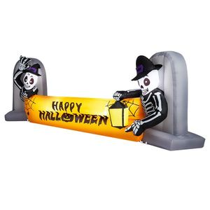 Grande bannière gonflable squelette et pierre tombale d'Halloween de 2,9 m pour extérieur, décorations de jardin de vacances avec lumières LED intégrées - Product Image 3