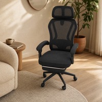 Chaise de bureau ergonomique en maille respirante avec appui-tête réglable et soutien lombaire