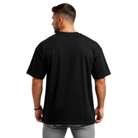 Camiseta Negra Oversize para Hombre, Estilo Casual Holgado, Ecológica, Estilo Urbano Cristiano, Manga Corta, Transpirable, de Secado Rápido, 100%