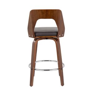 Ensemble de 2 tabourets de bar de style mid-century modern en noyer et simili cuir marron - Product Image 5