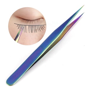 Pince à cils en acier inoxydable de haute qualité outils de maquillage de beauté de couleur arc-en-ciel fibre de Volume arrondie incurvée - Product Image 6