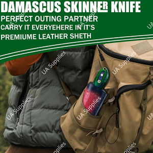 Couteau de chasse et de camping professionnel en acier Damas forgé à la main, haute qualité, style western, OEM, faible MOQ - Product Image 5
