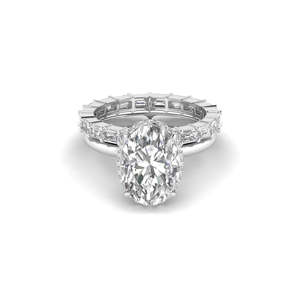Anillo de Compromiso de Lujo para Mujer con Diamante Natural Ovalado de 5.27 Quilates con Incrustaciones de Oro de 14K, Color E, Claridad VS2, Certificado - Product Image 1