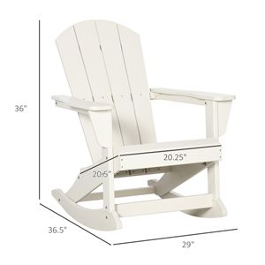Silla Mecedora Adirondack de HDPE Blanca para Exteriores, Silla Mecedora para Jardín y Patio - Product Image 3