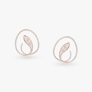 ZAWO HOUSE Boucles d'oreilles en or rose et diamants avec sertissage pavé taille marquise pour femme, luxe et usage quotidien - Product Image 2
