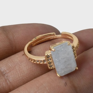 22K Gold Plated Moonstone CZ <b>Ring</b> Traditional <b>Indian</b> Kundan Polki Jewelry Cocktail <b>Ring</b> Gift for Her - Product Image 3
