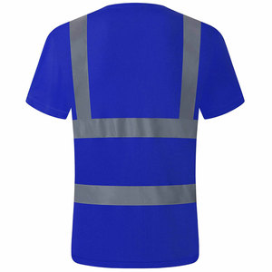 T-shirt de sécurité réfléchissant bleu pour homme, séchage rapide, haute visibilité, vêtements de travail, matière polyester - Product Image 2