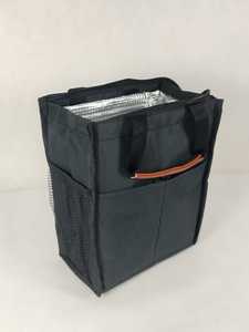 Large Durable Black Insulated <b>Lunch</b> <b>Bag</b> with Silver Thermal Foil Lining Portable Reusable <b>Lunch</b> Cooler <b>Tote</b> with Zipper Closure - Product Image 1