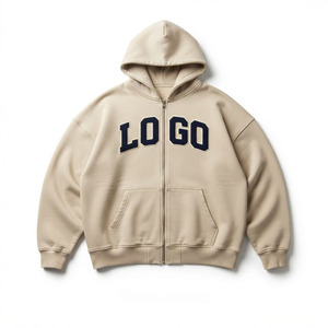 Men Oversized <b>Zip</b> Up Hoodie Full <b>Zip</b> <b>Hooded</b> Jacket Custom Logo Letter Print Casual Style Custom GSM - Product Image 1