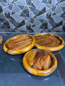 Ensemble d'assiettes et de plats en bois massif faits à la main, réutilisables, écologiques, de qualité supérieure, pour la cuisine et la table, pour servir les aliments - Product Image 5