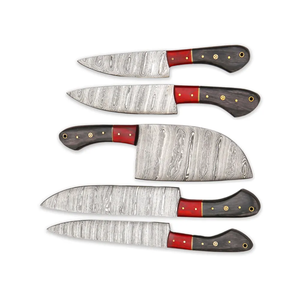 Ensemble de couteaux de chef Damas 5 pièces, couteaux de cuisine professionnels, manche en bois Pakka, faits à la main, ambidextres, 67 couches, durables - Product Image 4
