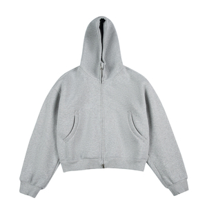 Sweat-shirt à capuche zippé pour homme, couleur unie, en molleton de coton, décontracté, avec poche, coupe classique, pour l'automne - Product Image 3