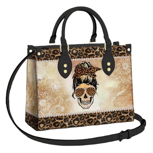 Borsa a tracolla <span class=keywords><strong>in</strong></span> pelle PU da donna con stampa personalizzata a tema teschio e ragazza cool, borsa tote classica per donna - Product Image 1