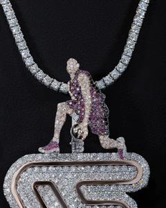 Cadena Cubana para Hombre con Diamantes Moissanite VVS1, Plata de Ley 925 y Oro Blanco de 14K, Colgante Hecho a Mano, Accesorio Único para Hombre - Product Image 1