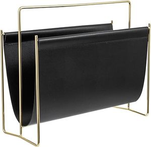 Metal Wire <b>Frame</b> and Suede Leather Magazine Holder Rack Standing Rack <b>for</b> Magazines, Books, Newspapers, Leather Holders - Product Image 5