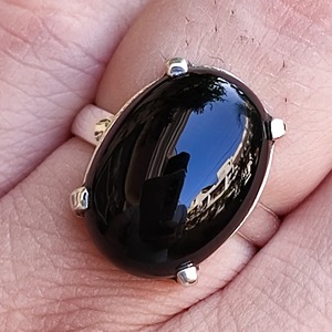 Black Onyx <b>Ring</b> 925 Sterling <b>Silver</b> Handmade Boho <b>Statement</b> Promise <b>Ring</b> for Women Natural Oval Black Onyx <b>Ring</b> July Birthstone - Product Image 4