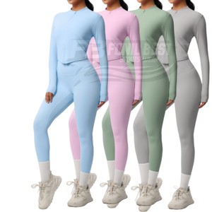 Ensemble de sport pour femme : T-shirt sans manches, pantalon taille haute respirant pour la course, le fitness, la gym, le yoga – Personnalisable OEM - Product Image 1