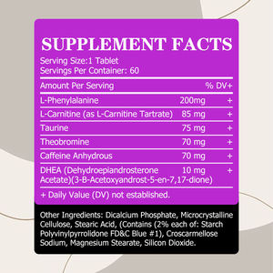 Nuevas tabletas de L-fenilalanina que ayudan a controlar el apetito y brindan energía pura, con ingredientes naturales de calidad. - Product Image 6