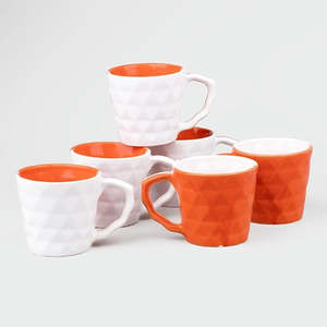 ชุดถ้วยชาเซรามิกสลักลายเพชรหลากสี 6 ใบ - Product Image 1