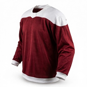 Maillot de hockey sur glace unisexe, couleur personnalisée, col en V, manches longues, blocs de couleur, respirant, polyester, coupe classique, vêtements de sport - Product Image 5