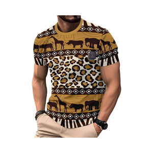 Camiseta de Manga Corta para Hombre, Estilo Casual Étnico, con Estampado Animal por Sublimación, Antiarrugas, Cuello Redondo, Poliéster, Suministro al por Mayor para Verano - Product Image 6