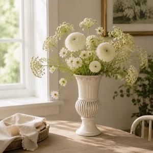 Most Selling <b>Ceramic</b> Tabletop <b>Vase</b> Matte White Shabby Chic Style 16-24 Inches Exquisite Durable Flower Decor - Product Image 1