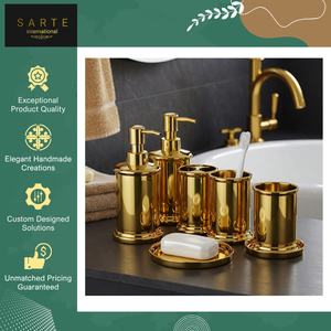 Affordable Price <b>Top</b> Quality Modern Design Bathroom Use Luxury Eco-Friendly Gold Polished Finish Brass Five-Piece Bathroom Set - Product Image 5