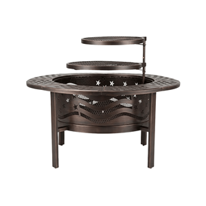 Table de foyer extérieur avec barbecue, foyer rond moderne en acier pour patio, jardin, feu de camp FP006 - Product Image 1