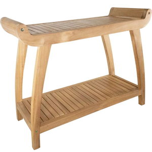 Teak Wood Shower Bench <b>Outdoor</b> <b>Stool</b> Slatted Seat Garden Furniture Indonesia Craft - Product Image 3