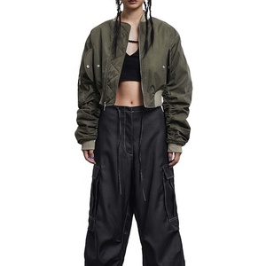 Latest Streetwear Y2K Fashion Winter Canvas Cropped Bomber Jackets Women OEM Custom Personalized Designs <b>Hip</b> Hop Vintage Quick - Product Image 4