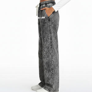 Premium Quality Lightweight <b>Elastic</b> Waistband Acid Wash Sweatpants Hip Hop Style Wide Bottom Fashionable Streetwear Jogger Pants - Product Image 2