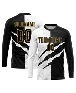 Conjunto de Camiseta de Fútbol Sublimada Personalizada para Hombre, Manga Corta, Negra y Blanca, Nombre del Equipo 00, Absorbe la Humedad, para Todas las Temporadas, Uniforme para Adultos - Product Image 4