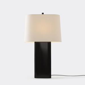 Black Marble Modern Simple Middle AC <b>LED</b> <b>Table</b> Lamp Drum Linen Shade E26 Bedside Floor Lamp for Bedroom Living Room - Product Image 2