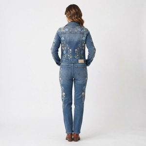Women Blue Denim Jacket and <b>Jeans</b> Set Two Piece Casual Summer Y2K Straight Leg - Product Image 2