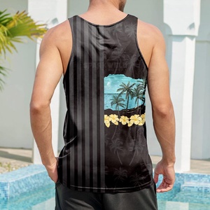 Men's Black <b>Striped</b> Eco-Friendly Front Logo Tank <b>Top</b> O-Neck Quick Dry Casual Summer Knitted Muscle <b>Vest</b> - Product Image 6