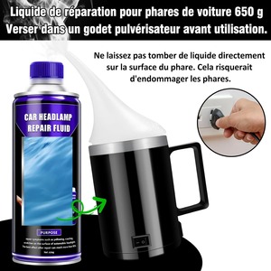 <span class=keywords><strong>Kit</strong></span> de Restauration de Phares de Voiture 650ml – Nettoyant et Polissant pour Phares, Élimine le Jaunissement et l'Oxydation pour Voitures, Camions et VUS - Product Image 4