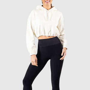 Custom Women's <b>Crop</b> Hoodie Casual Breathable Pullover Fashion Sweatshirt Short Length Apparel - Product Image 4