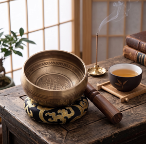 Ensemble de bols chantants en bronze faits à la main avec marteau en bois pour la méditation en intérieur, le yoga et la guérison sonore - Product Image 5