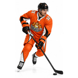 Camiseta de Hockey Sublimada Naranja para Hombre Ice Cold Pitchers, Manga Larga, Absorbe la Humedad, Ajuste Atlético, Uniforme Deportivo para Adultos - Product Image 3