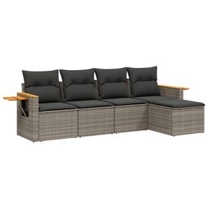 Set Divano da Giardino Grigio con Cuscini, Resistente ai Raggi UV, in Rattan PE, Arredamento da Esterno dal Design Contemporaneo, Impermeabile - Product Image 2