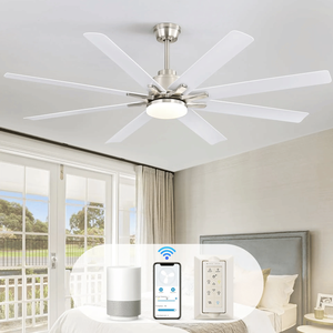 Ventilatore da Soffitto LED Moderno da 66 Pollici con Luce Dimmerabile, 8 Pale in ABS, Telecomando, Motore DC Reversibile per Casa e Ufficio - Product Image 4