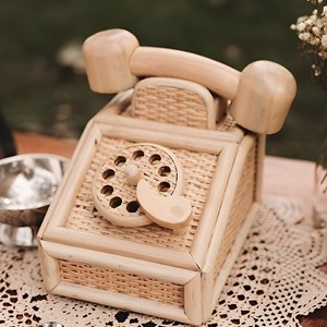 Children pretend play toy rattan telephone hot selling <b>miniature</b> telephones kid interactive toys - Product Image 6