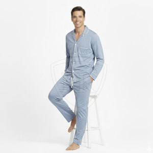 Ensemble de nuit pour homme, confort quotidien, respirant, design décontracté, 100% soie, vêtements de détente pour usage intérieur - Product Image 4