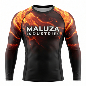 Maillot de compression BJJ unisexe à manches courtes 100 % coton, imprimé par sublimation, anti-boulochage, extensible, pour grappling (avant) - Product Image 1