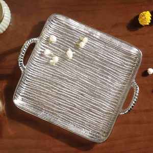 Abstract Pattern Metal Serving <b>Tray</b> Square Shape Durable Designs Decorative <b>Trays</b> High Quality Finish Modern <b>Tray</b> For Restaurant - Product Image 5