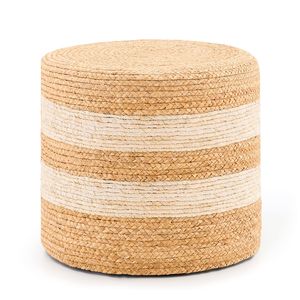 Poggiapiedi Quadrato Bianco Fatto a Mano in Giacinto d'Acqua Naturale con Contenitore per Arredamento Casa e Uso Alberghiero - Product Image 1