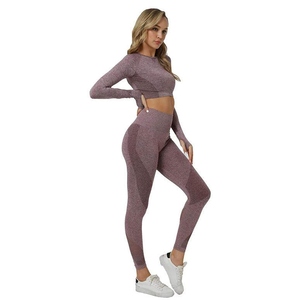 Ropa Deportiva y Activa para Mujer, Conjunto de Yoga de 2 Piezas, Transpirable y Ligero, Top de Manga Larga y Leggings - Product Image 4