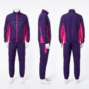 Conjunto Deportivo para Hombre en Color Morado y Gris, Sudadera con Cierre Completo y Pantalones Jogger, Estilo Deportivo Casual para Otoño, Diseño Geométrico - Product Image 5