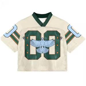 Factory Wholesale Custom Printed Front Logo Summer Plus Size Short Sleeve 100% Polyester Mesh <b>Football</b> Jersey <b>5XL</b> 2025 - Product Image 5
